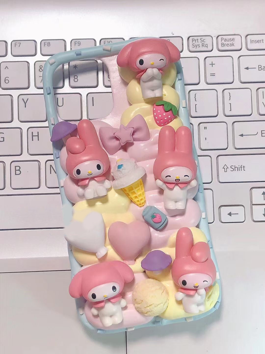 Melody Sanrio  Decoden Handmade Custom Cream Phone Case for