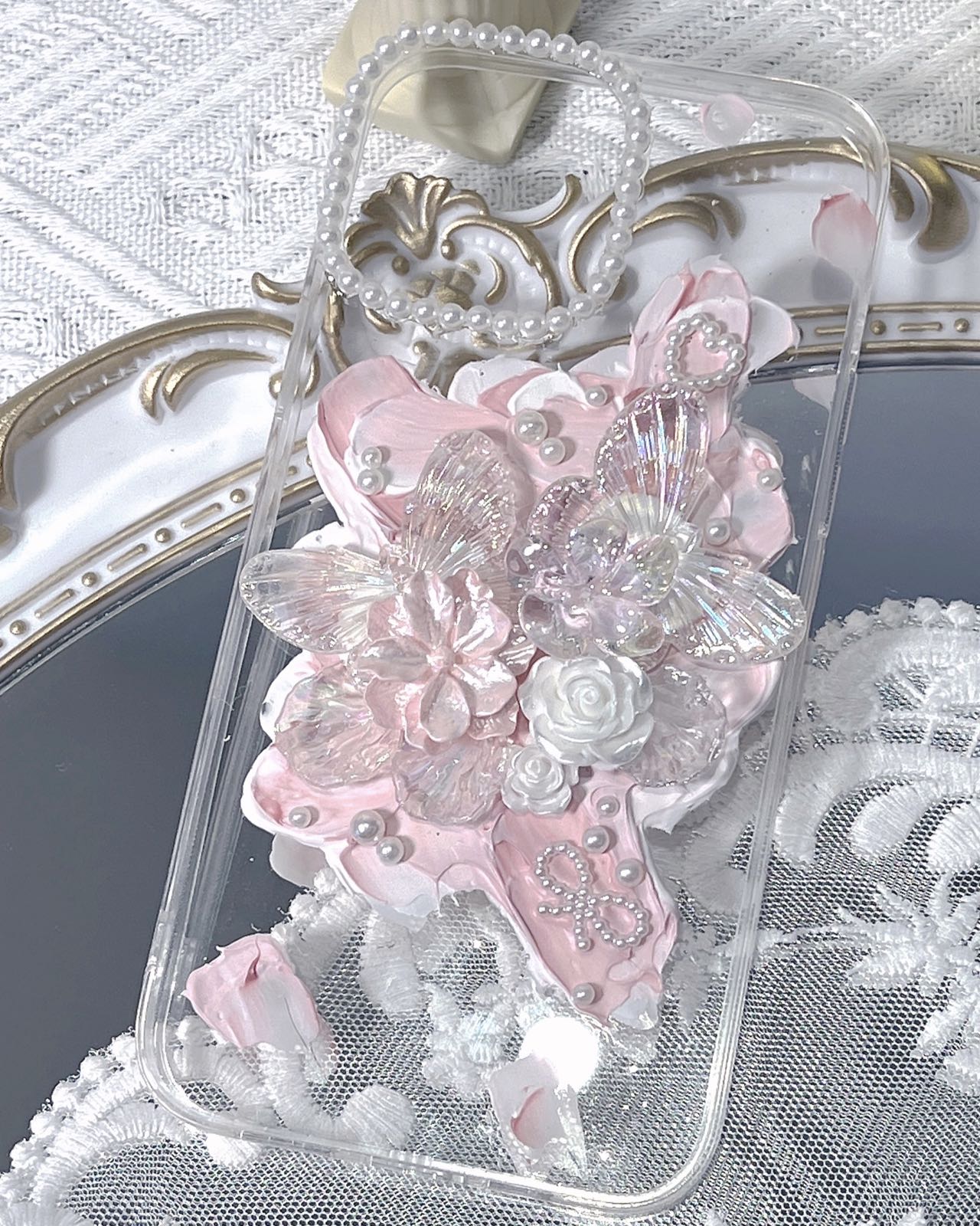 Baroque  Vintage DIY Decoden Handmade Custom Cream Phone Case for