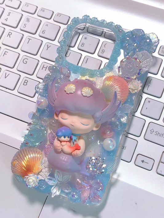Pop Mart Dimoo | Mermaid DIY Decoden Handmade Custom Cream Phone Case for iPhone Samsung | Phone Cover Accessories