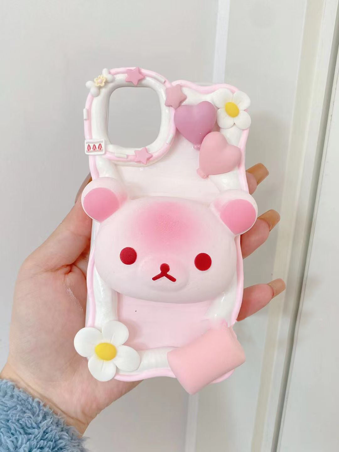 Pink Rilakkuma  DIY Decoden Handmade Custom Cream Phone Case for