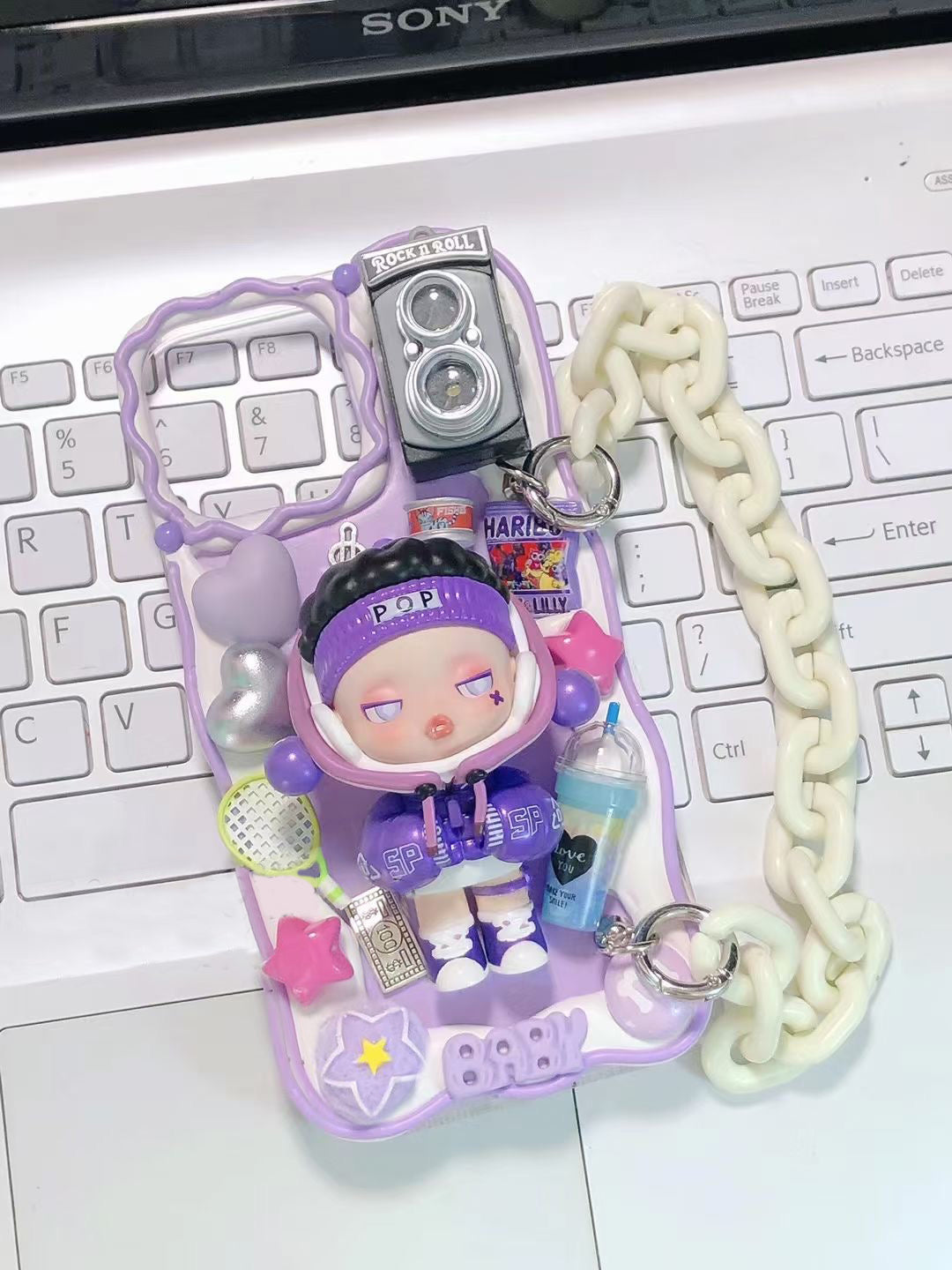 Popmart skullpanda  | DIY Decoden Handmade Custom Cream Phone Case for iPhone Samsung | Phone Cover Accessories