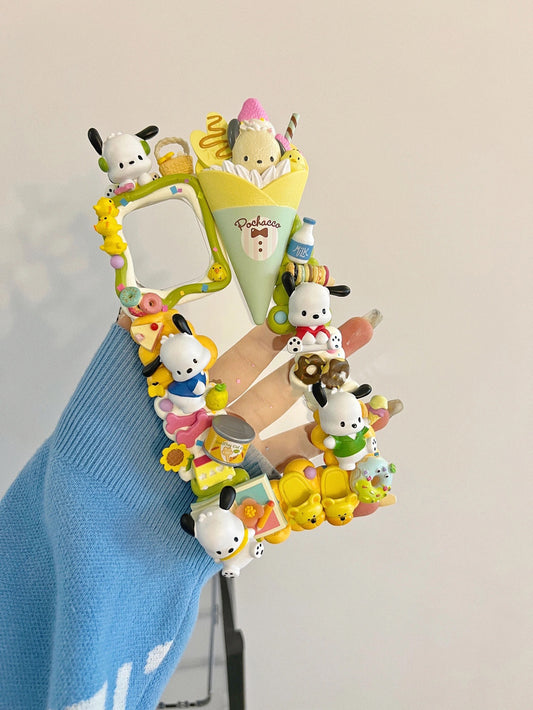 Pochacco| Sanrio DIY Decoden Handmade Custom Cream Phone Case for iPhone Samsung | Phone Cover Accessories