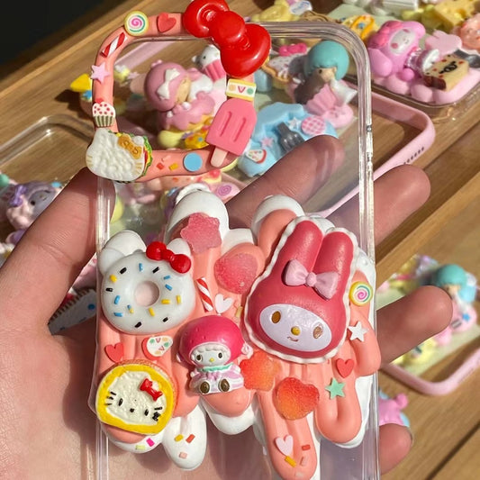 Sanrio｜DIY Decoden Handmade Custom Cream Phone Case for iPhone Samsung | Phone Cover Accessories