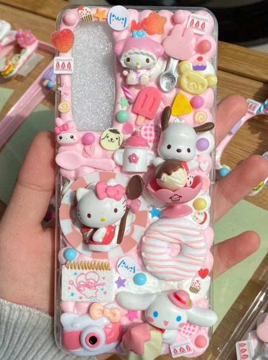 Sanrio｜DIY Decoden Handmade Custom Cream Phone Case for iPhone Samsung | Phone Cover Accessories