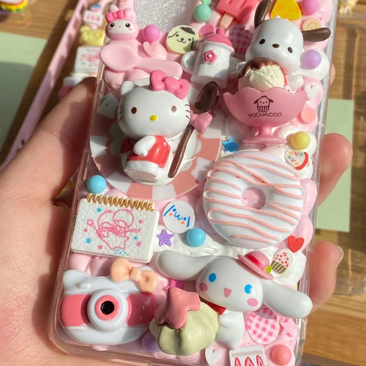 Sanrio｜DIY Decoden Handmade Custom Cream Phone Case for iPhone Samsung | Phone Cover Accessories