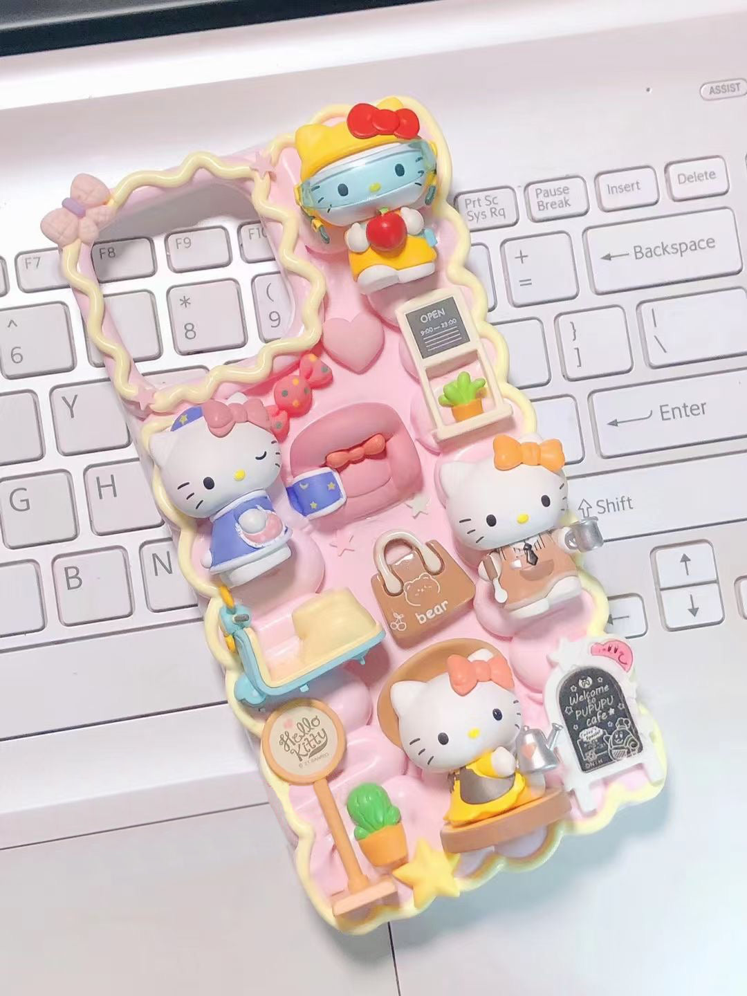 Hellokitty | DIY Decoden Handmade Custom Cream Phone Case for iPhone Samsung | Phone Cover Accessories