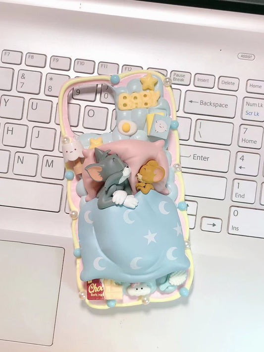 Tom and Jerry | DIY Decoden Handmade Custom Cream Phone Case for iPhone Samsung | Phone Cover Accessories