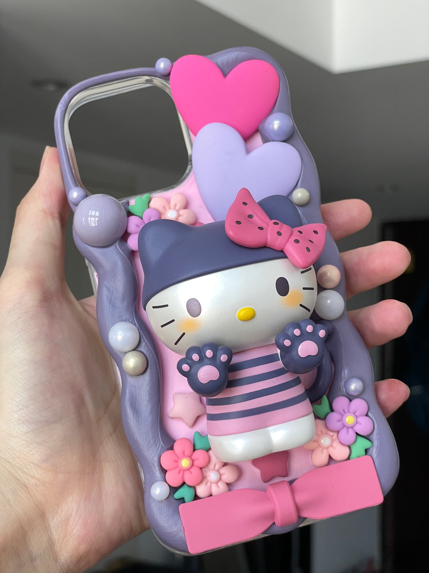 Hellokitty｜Purple DIY Decoden Handmade Custom Cream Phone Case for iPhone Samsung | Phone Cover Accessories