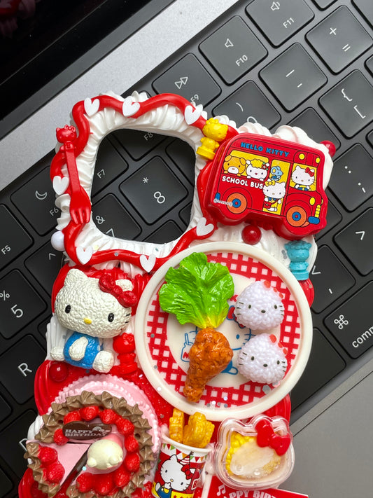 Hellokitty（Whole set of food toy）｜DIY Decoden Handmade Custom Cream Phone Case for iPhone Samsung | Phone Cover Accessories