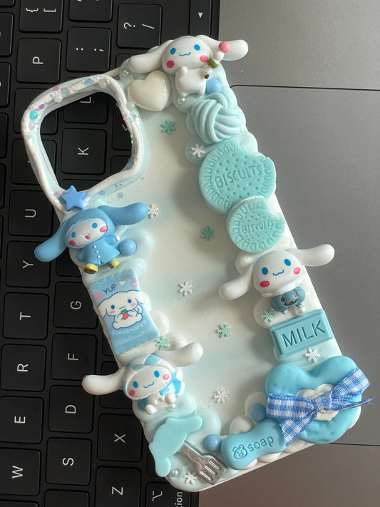 Cinnamoroll | Blue DIY Decoden Handmade Custom Cream Phone Case for iPhone Samsung | Phone Cover Accessories