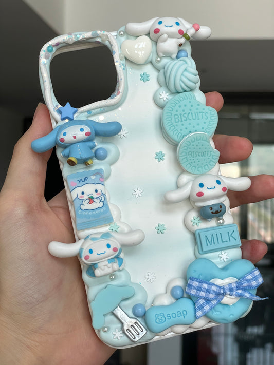 Cinnamoroll | Blue DIY Decoden Handmade Custom Cream Phone Case for iPhone Samsung | Phone Cover Accessories