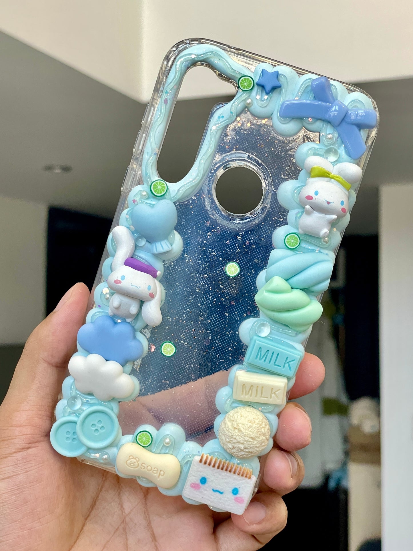 Cinnamoroll  Blue DIY Decoden Handmade Custom Cream Phone Case for iP –  jellydecoden