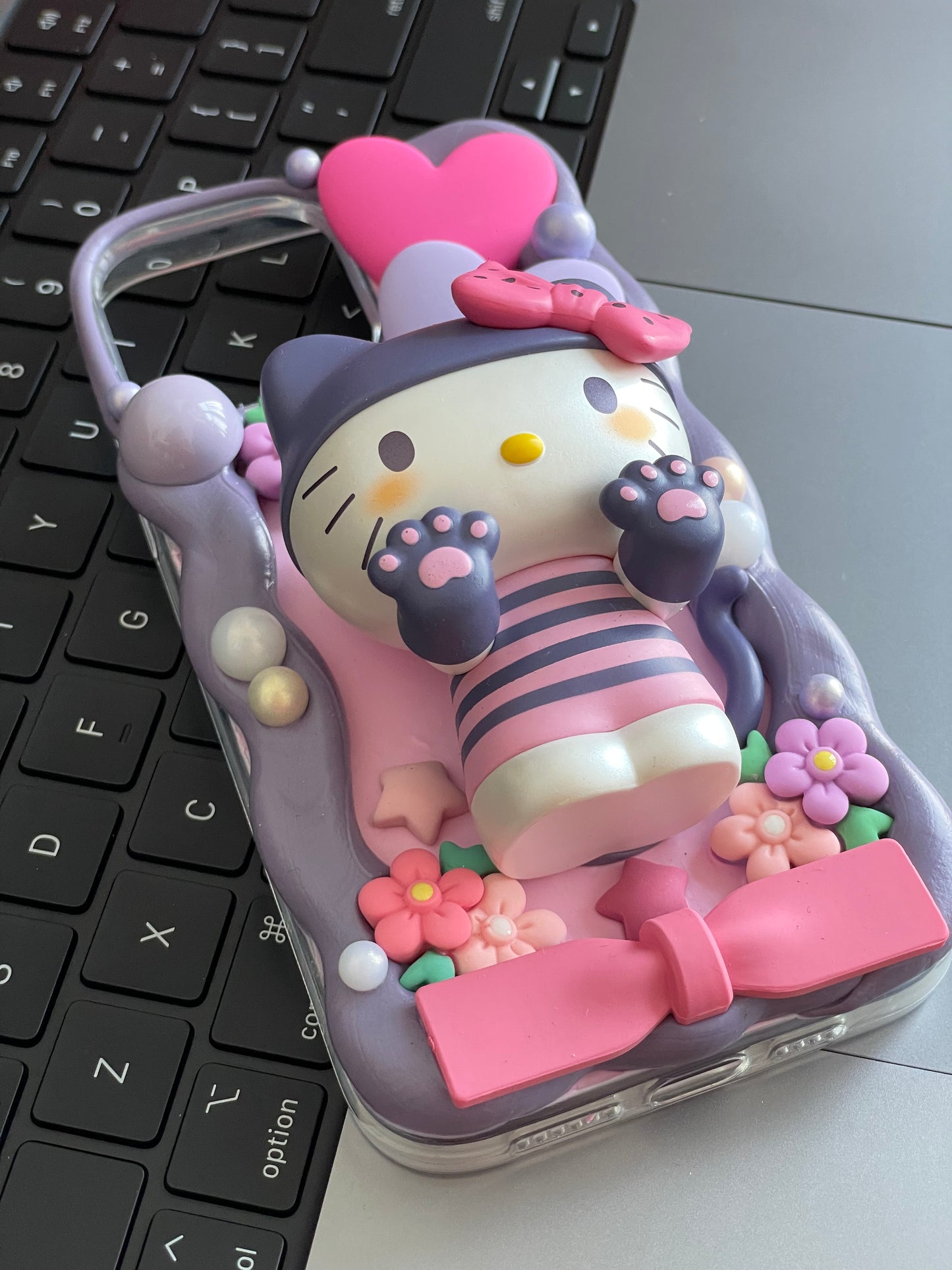 Hellokitty｜Purple DIY Decoden Handmade Custom Cream Phone Case for iPhone Samsung | Phone Cover Accessories