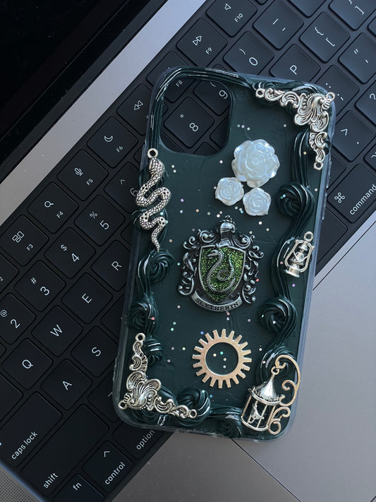 Slytherin｜ Green DIY Decoden Handmade Custom Cream Phone Case for iPhone Samsung | Phone Cover Accessories