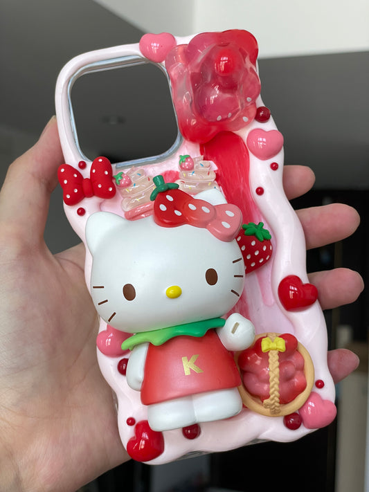 Hellokitty｜Red DIY Decoden Handmade Custom Cream Phone Case for iPhone Samsung | Phone Cover Accessories