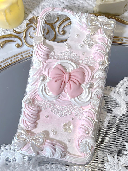 Baroque | Pink Vintage DIY Decoden Handmade Custom Cream Phone Case for iPhone Samsung | Phone Cover Accessories