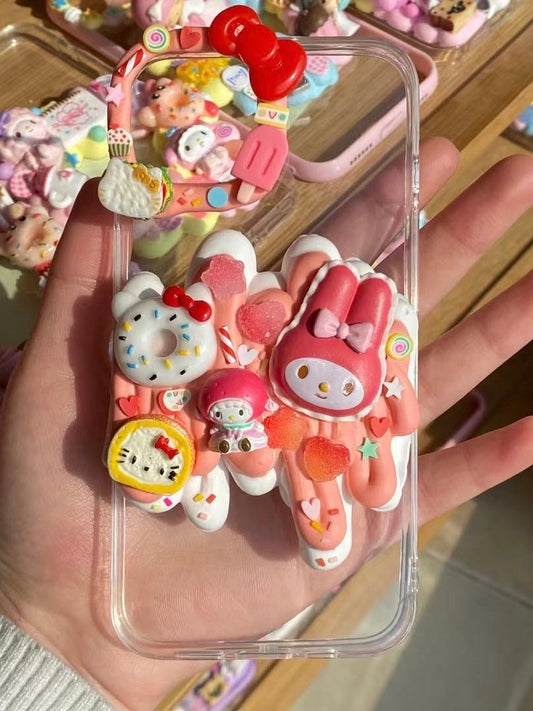 Sanrio｜DIY Decoden Handmade Custom Cream Phone Case for iPhone Samsung | Phone Cover Accessories